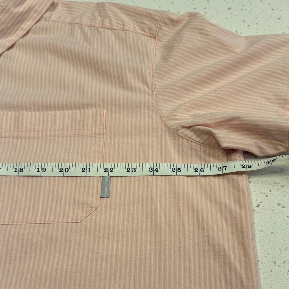 Columbia Pink Stripe Button Down Shirt Mens XXL Short Sleeve Cotton Stretch XXL - Picture 8 of 9